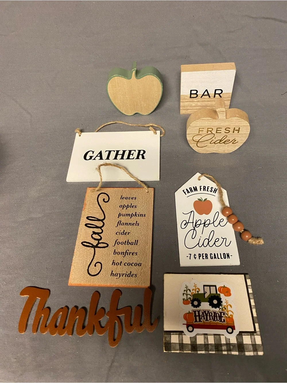 Tiered tray accessories - Fall Apple Cider Decor Set in Orange, Green, White